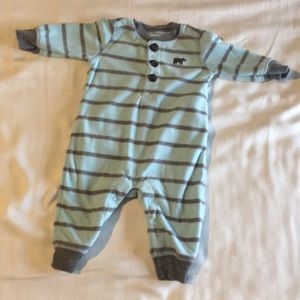 Carter’s light blue and gray striped fleece outfit